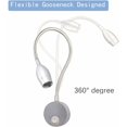 thumbnail image 2 of Lámpara de lectura, luces LED para cama con cuello de cisne de aluminio, lámpara de pared para mesita de noche, para dormitorio, oficina, blanco cálido, lámpara de lectura blanca de 3 W/6000 K, 2 of 5