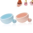 thumbnail image 1 of Lavadora de brochas cosmética portátil para un mantenimiento sin esfuerzo de las herramientas de belleza, alfombrilla limpiadora de brochas de maquillaje de silicona, paquete de 2, 1 of 8