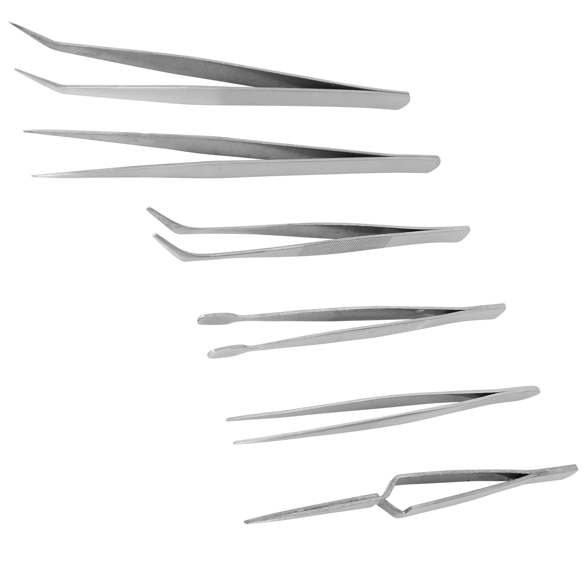 Hyper Tough 6-Piece Stainless Steel Assorted Tips Tweezer Set for Precision Tasks