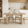 thumbnail image 4 of 62" Modern Rectangular Dining Table for 6-8 – Sturdy Wood Tabletop – Double Sturdy Pedestal Legs – Great for Kitchen, Dining Room, Living Area – Color: Natural Wild Oak, 4 of 7