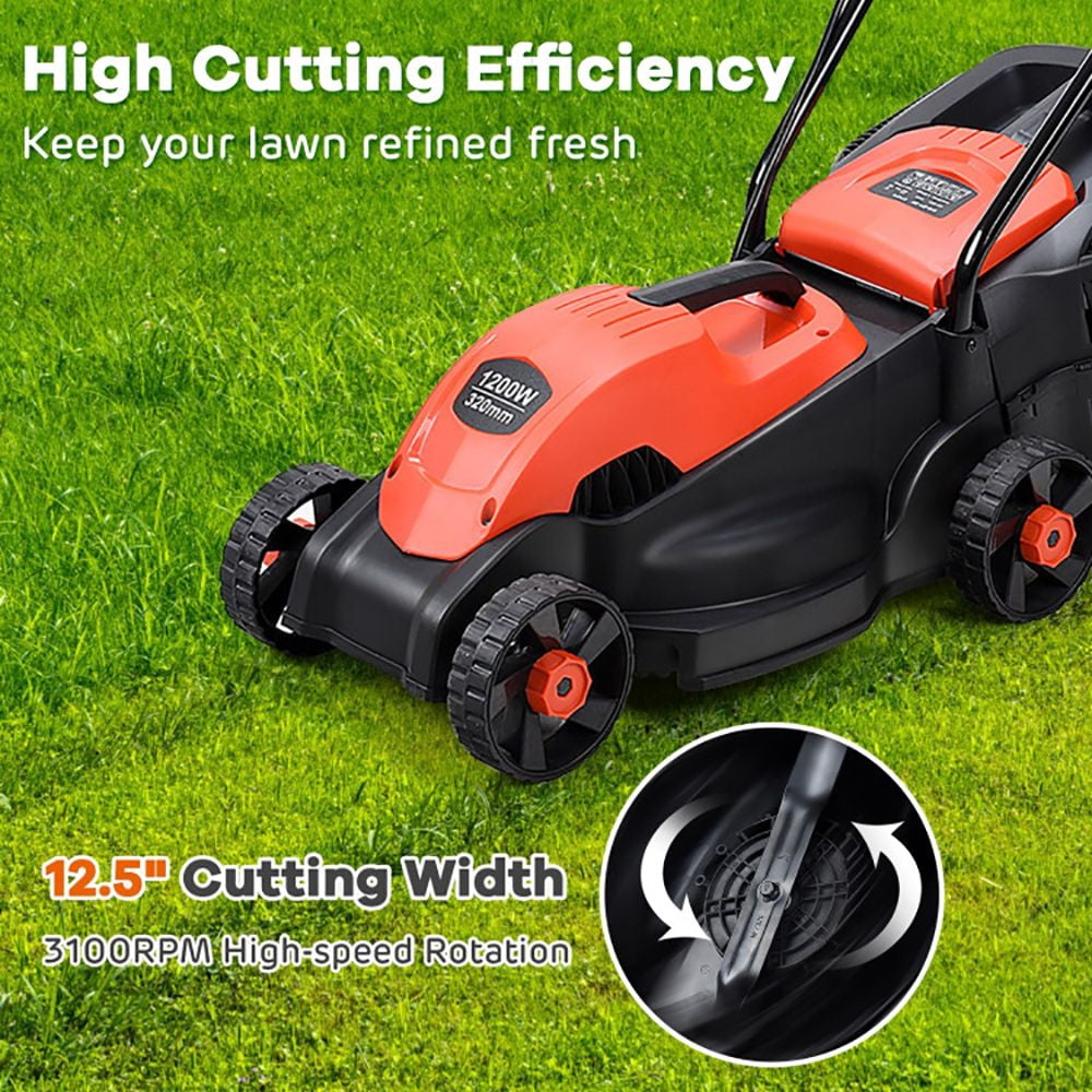 13 Inch Electric Push Lawn Corded Mower with Grass Bag
