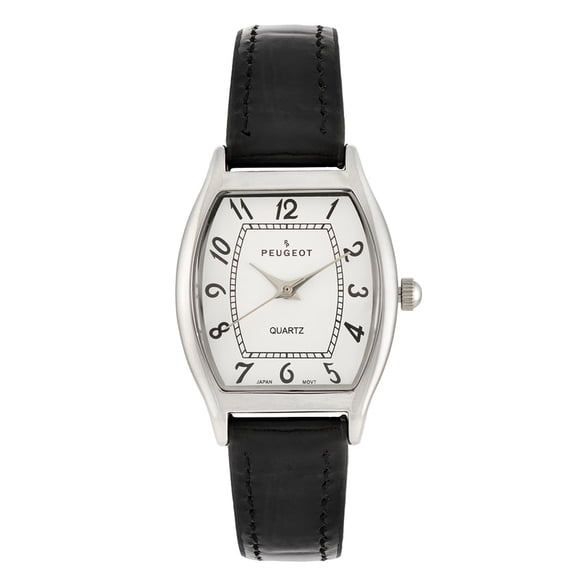Peugeot Women 26 x 32mm Cushion Shape Watch with Black Leather Band