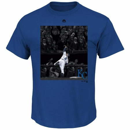 Kansas City Royals Photograph - Mike Moustakas Kansas City Royals MLB Majestic Men's Blue Photo Graphic T-Shirt