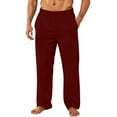thumbnail image 2 of Domuza Plush Warm Pajama Pants for Men Fluffy Soft Fleece Loose Fit Elastic Waist Pj Pants Fall Winter Solid Color Wide Leg Lounge Sleep Pants Wine L, 2 of 6