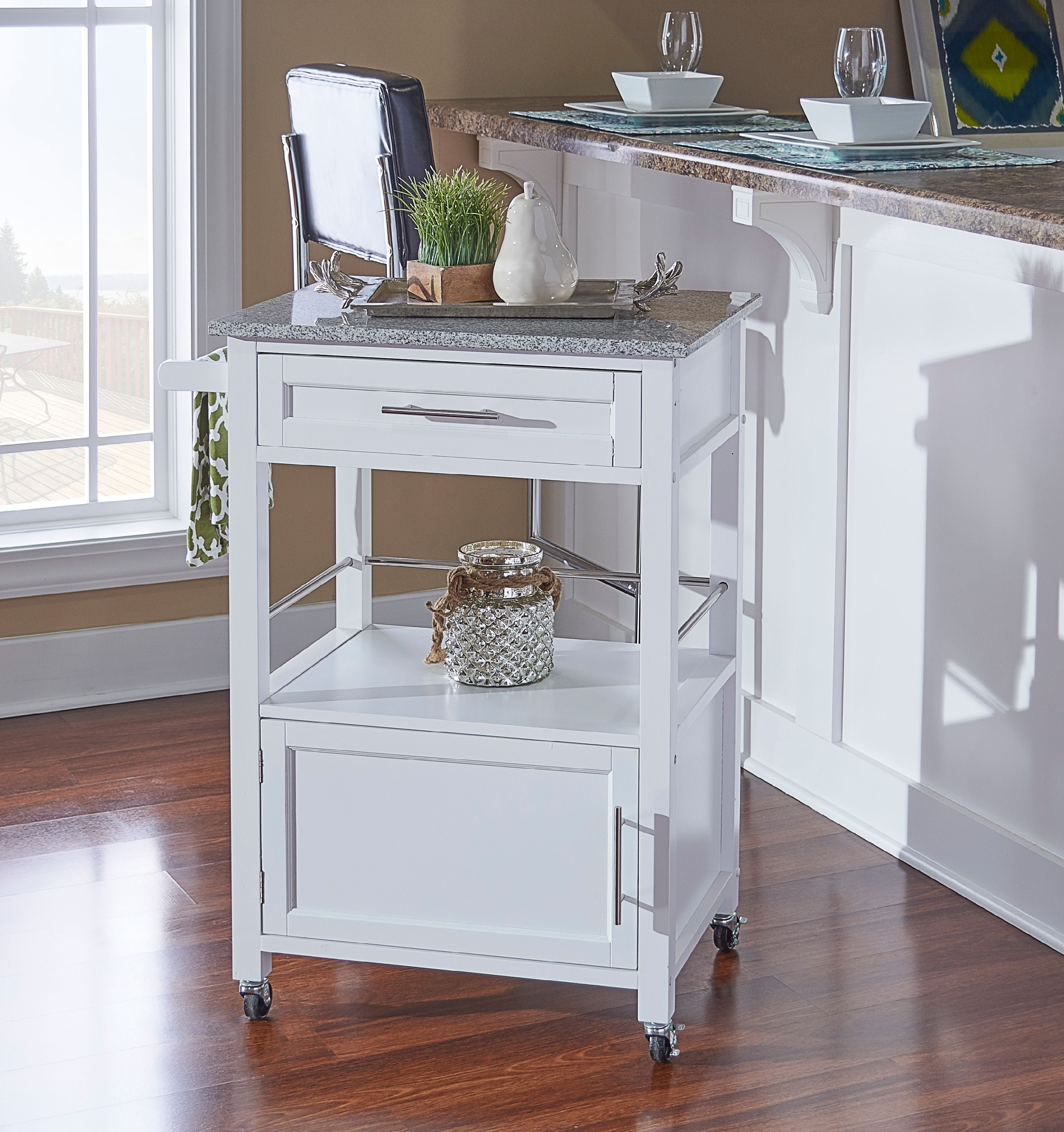 Linon Mitchell Kitchen Cart with Granite Top, 36 inches High, Multiple Colors