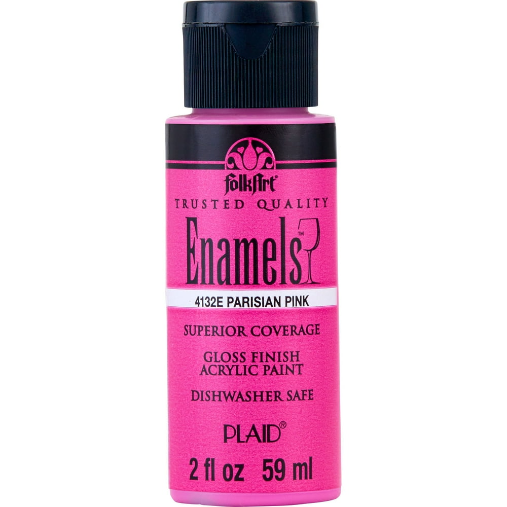 FolkArt 4132E Enamel Acrylic Craft Paint, Gloss Finish, Parisian Pink