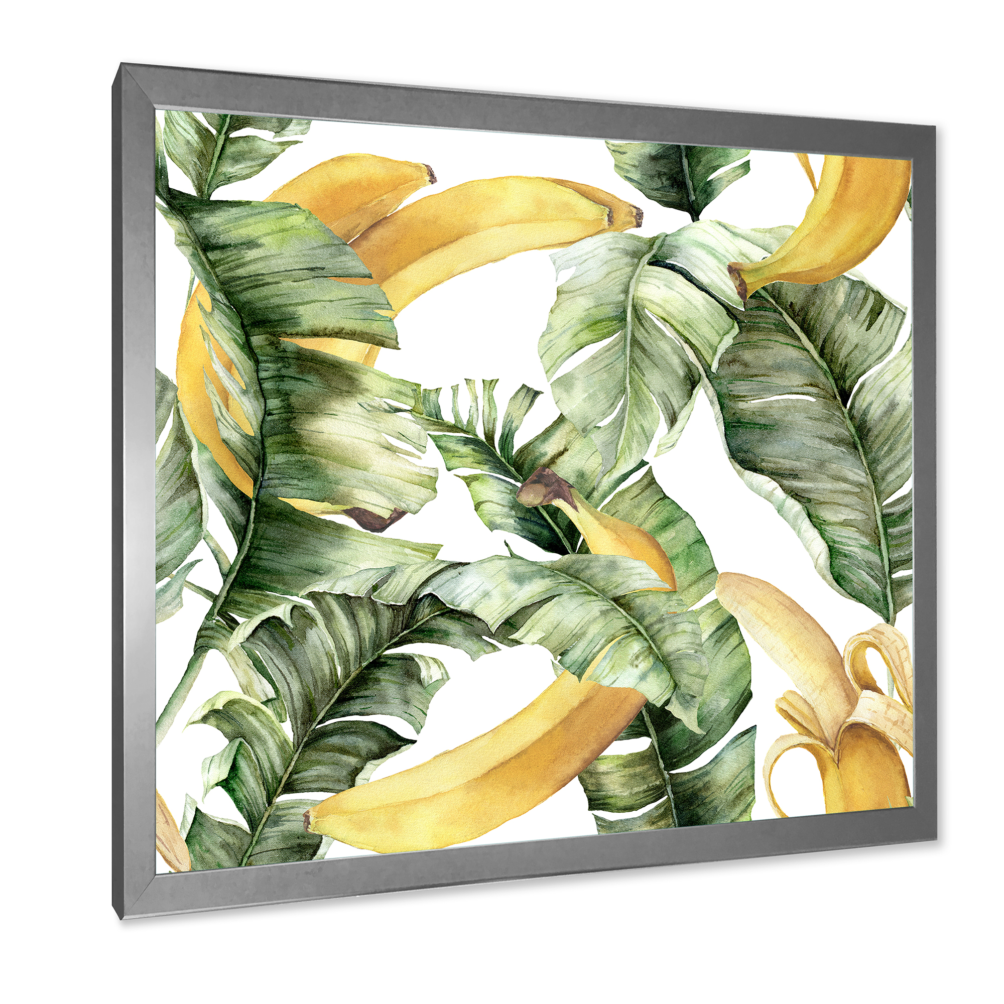 Designart 'Leaves With Ripe Bananas' Nautical & Coastal Framed Art Print