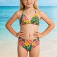 thumbnail image 2 of HAYIMI Child Summer Girls Floral Print Bikini Two Piece Swimwear Patchwork Sleeveless Tankini With High Waist Bottoms For Kids Breathable Beach Bathing Suit, 2 of 9