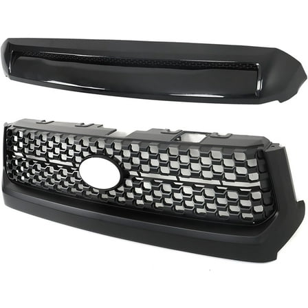 EPOTOOR For 2014-2020 Toyota Tundra Front Grille Glossy Black&Hood Bulge Molding Grill