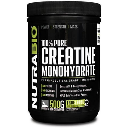 NutraBio 100% Creatine Monohydrate Powder - 500 g - Muscle Building