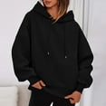 thumbnail image 4 of Guieoi Sweatshirts for Women Plus Size under $10.00 Women's Loose and Casual Colored Irregular Hem Hooded Long-sleeved Sweater Jacket Black Black*Friday/Cyber*Monday, 4 of 8