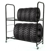 HECASA Universal Tire Storage Rack Adjustable Height Tire Stand with Wheels Tire Garage Storage Rack for Home Workshop Shelves Tire Rack Organizer Holds 8 Tires with Rims