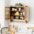 thumbnail image 5 of 24.8''Glass Door Vintage Double Door Wall Cabinet With Three Tiers of Storage With Towel Rack,for Bathroom, Kitchen,,Dining Room,,Original Wood Color, 5 of 12