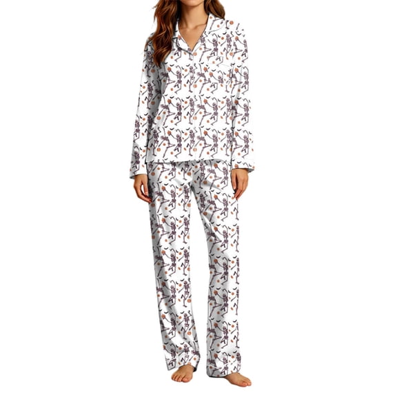 Women's 2 Piece Lounge Pajama Sets Women Halloween Print Loungewear Pajama Sets For Home Comfort Night Sleep White L