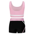 thumbnail image 2 of Nyeemya Kids Girls 2 Piece Dance Sports Outfits Crop Top with Booty Shorts Set for Gymnastics Dancing Pink 10, 2 of 7