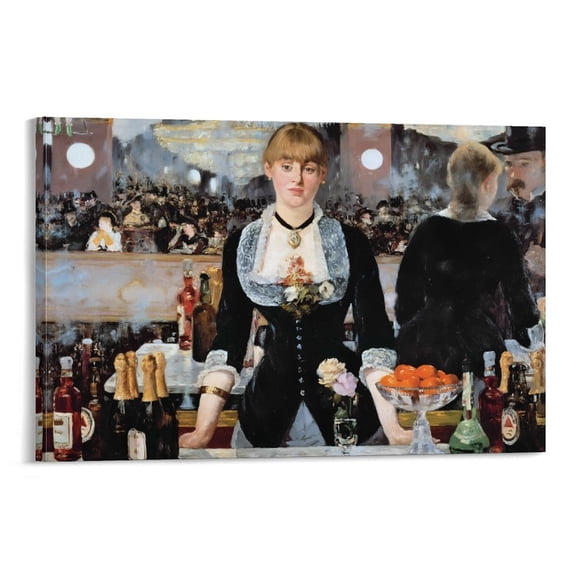 Modernist Painter Edouard Manet At The Bar Folies-Bergere Poster Wall Art Poster Scroll Canvas Painting Picture Living Room Decor Home 24x36inch(60x90cm)