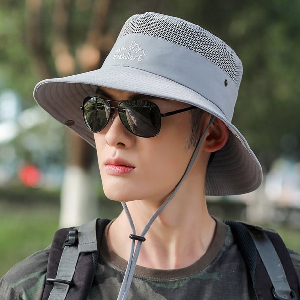 Sombrero de pescador portátil, gorra de pesca al aire libre para hombre, gorra de sol transpirable de malla, gorra de montañismo