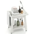 thumbnail image 1 of Gymax Shower Bench Seat HIPS Shower Stool w/Handle Shower Head & Soap Holder White, 1 of 10