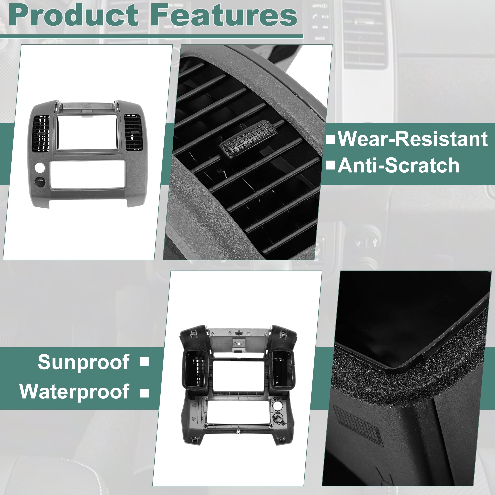 Unique Bargains Center AC Dash Air Vent Trim Panel for Nissan Frontier 2005-2020 Gray