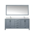 thumbnail image 3 of Jacques 60 in W Dark Grey Double Bath Vanity, White Quartz Top, Faucet Set, & 58 in Mirror, 3 of 9