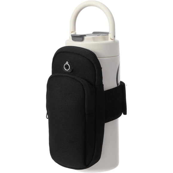 Phone Holder for Running Armband Water Bottle Phone Holder for Gym Adjustable Gym Water Bottle Bag with Phones Holders Black