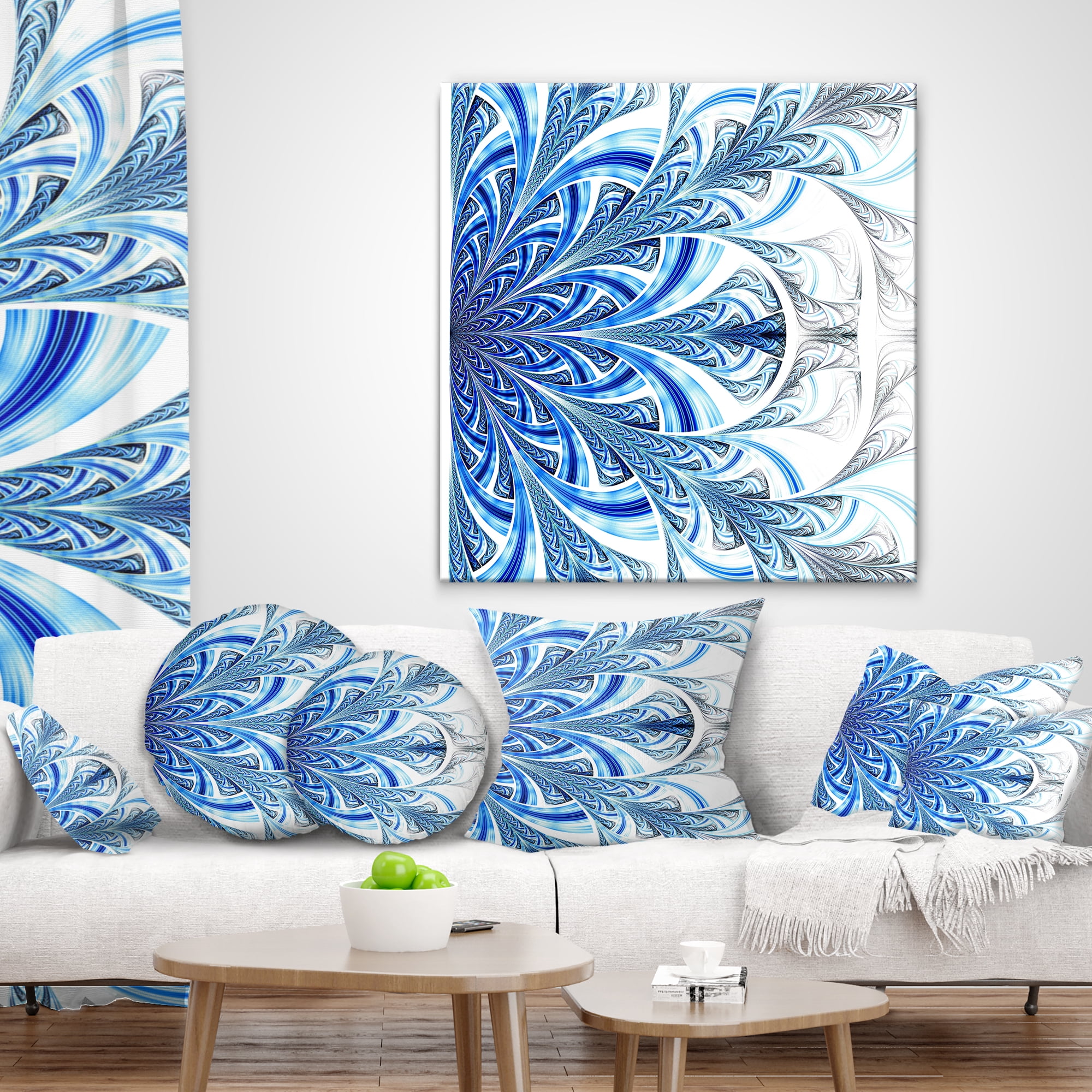 Designart 18" x 18" Blue Polyester Throw Pillow