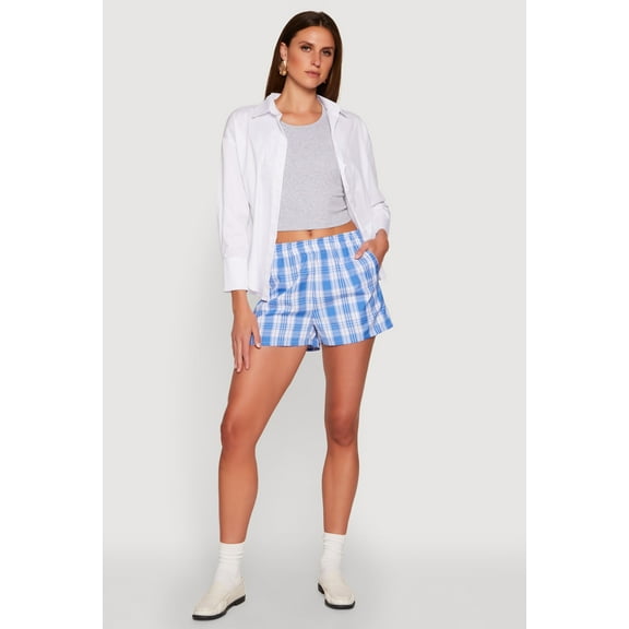 Womens Pull On Plaid Shorts