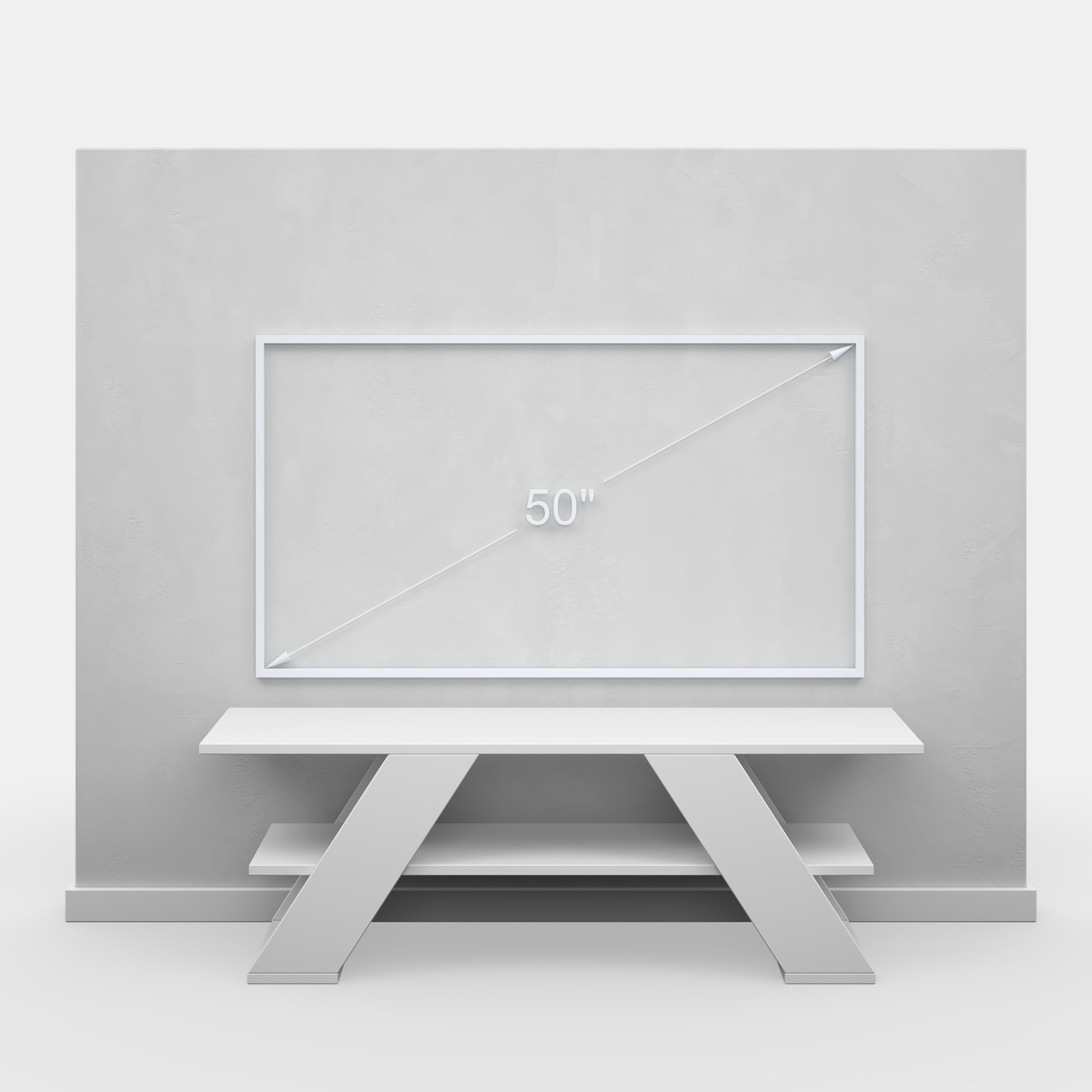 Ada Home Decor Furniture for TVs up to 53" 1 Tier Open Shelf White Tioga Modern TV Stand