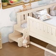 thumbnail image 5 of Bellemave Queen Bed with Trundle and Small Stairs, Queen Size Platform Bed Frame with Rail and Bookshelf, Wooden Montessori Floor Bed No Box Spring Needed,Beige, 5 of 9