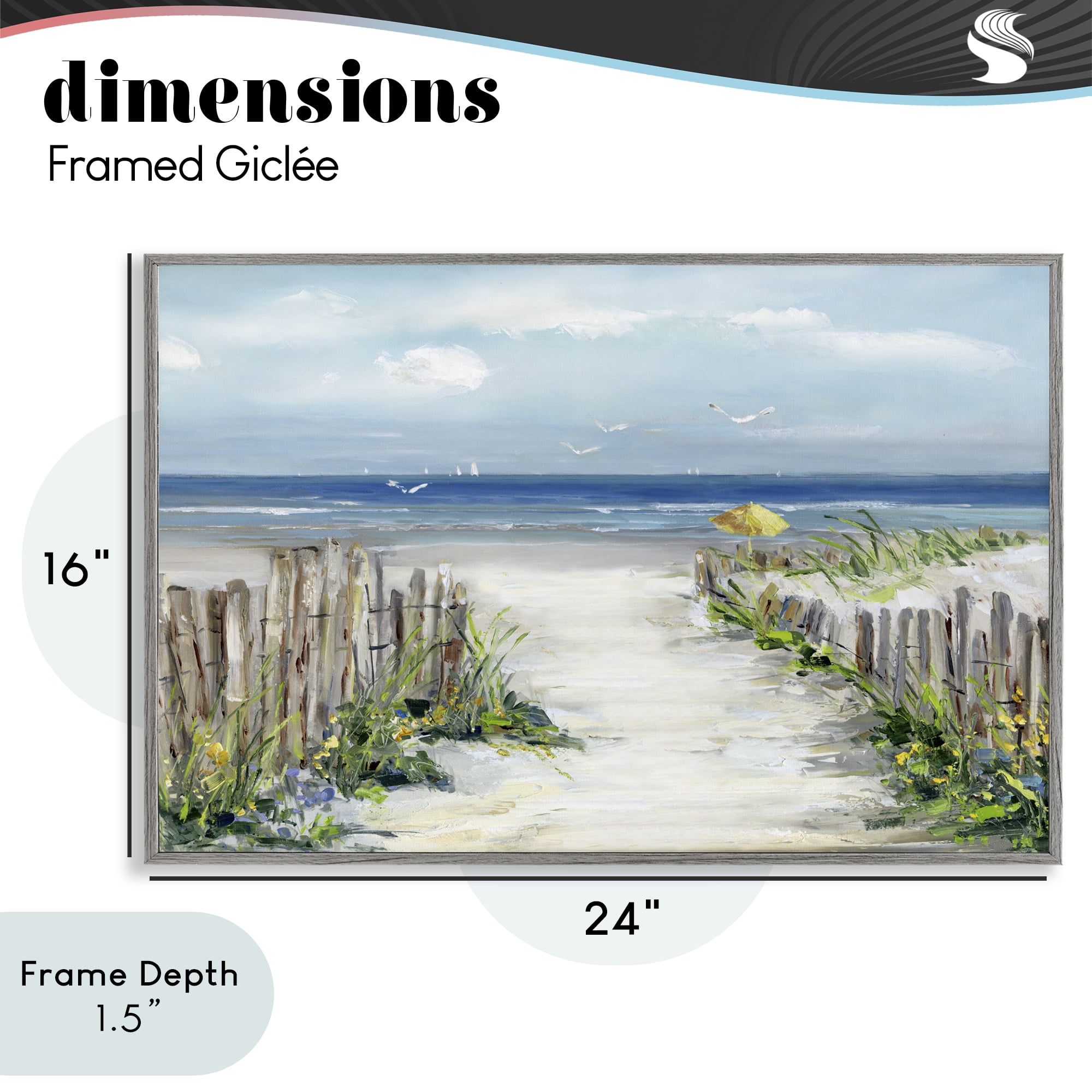 Stupell Industries Sunlit Dune Path To Ocean Gray Framed Giclee Art, design by Sally Swatland