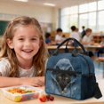 thumbnail image 4 of Xoenoiee Denim Cat Paw Print Backpack for Girls Boys Backpack with Lunch Box and Pencil Case 3PCS Set Bookbag with Front Pocket for School Teens 17 inch Large Capacity School Bag for Kids, 4 of 6
