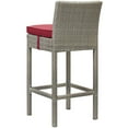 thumbnail image 2 of Modern Contemporary Urban Design Outdoor Patio Balcony Garden Furniture Bar Side Stool Chair, Rattan Wicker, Red Light Gray, 2 of 3