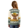 thumbnail image 2 of Xixirimido Aztec Tribe Sunflower Highland Cow Pattern Girls Long Sleeve Shirt Kids Crewneck T-Shirts Trendy 3D Graphic Tie-hem Cute Tees for Fall Winter, Size 11-12, 2 of 7