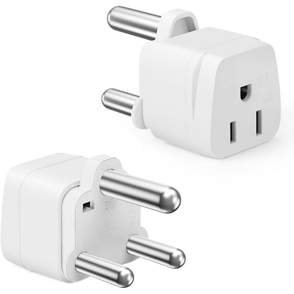 Bates- South Africa Plug Adapter, 2 Pack, White, Type M, Adapter Plug for South Africa Power Adapter, Type M Adapter for South Africa, US to South Africa Plug Adapter, Kenya Plug Adapter