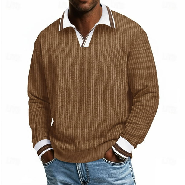 Ceisia Men's Casual Striped Half Button Round Neck Pullover with Pocket Daily Fashion Top Gift