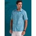 thumbnail image 2 of Havanera Men's and Big Men's Tucks and Embroidered Panels Short Sleeve Cotton Linen Button-Down Shirt with Pockets, Sizes S-5XL, 2 of 8