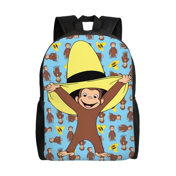 Curious Monkey George Backpack,3d Print Laptop Backpack Lightweight Casual Daypack Bookbag Multi-Function Travel Backpack