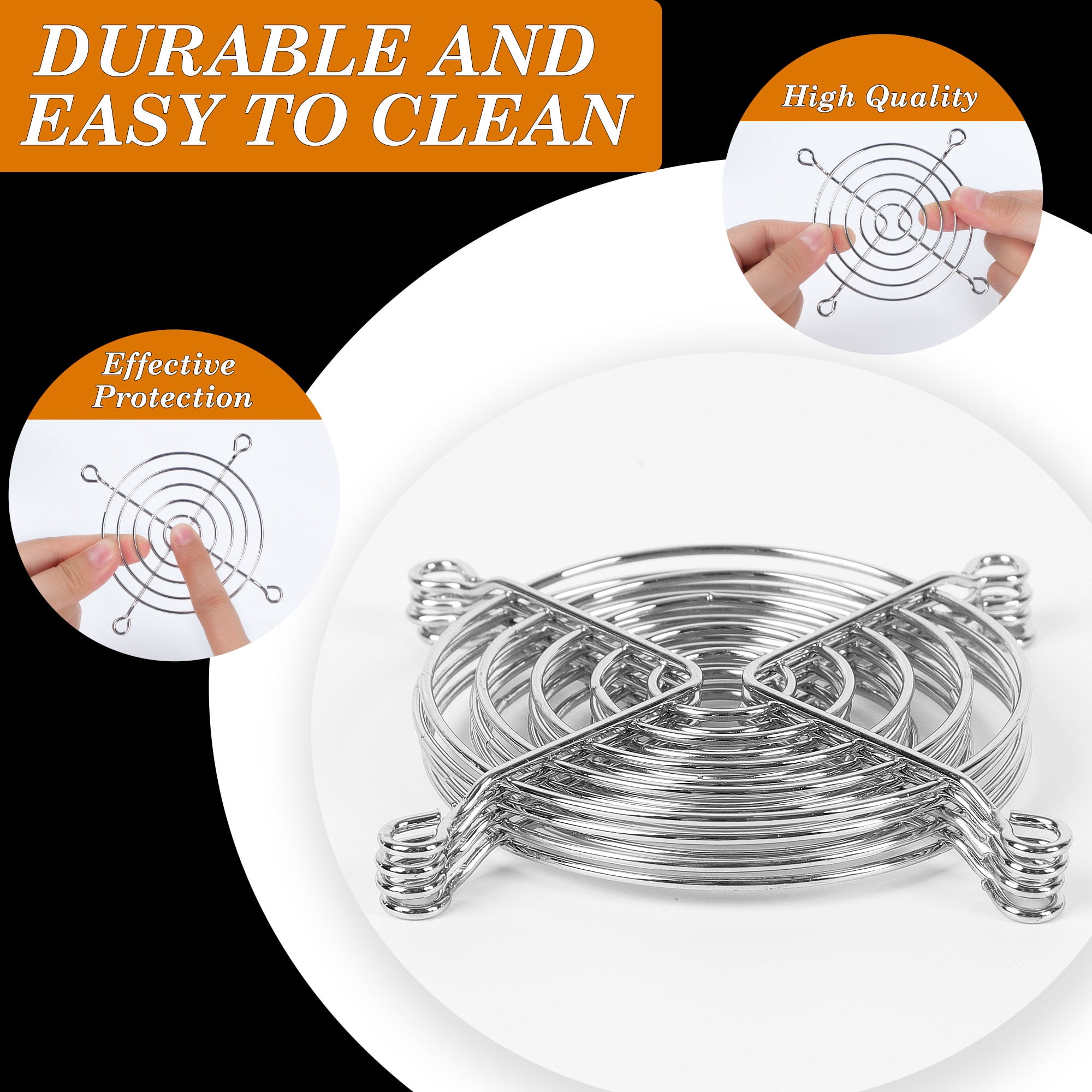 Grilles De Protection Ventilateur 80mm - Lot De 4 En Métal Argenté Avec Vis - Anti-Doigts/Débris Pour PC