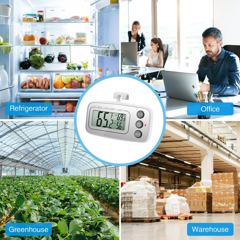 Oria 2 Pack Refrigerator Thermometer, Digital Freezer/Fridge Thermometer with Hook - Easy to Read LCD Display, Max/Min Function - Perfect for Home, R