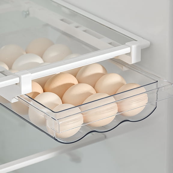 Large Capacity Egg Holder Tray, Refrigerator Organizer Bins, Clear Plastic Container Drawer for Egg