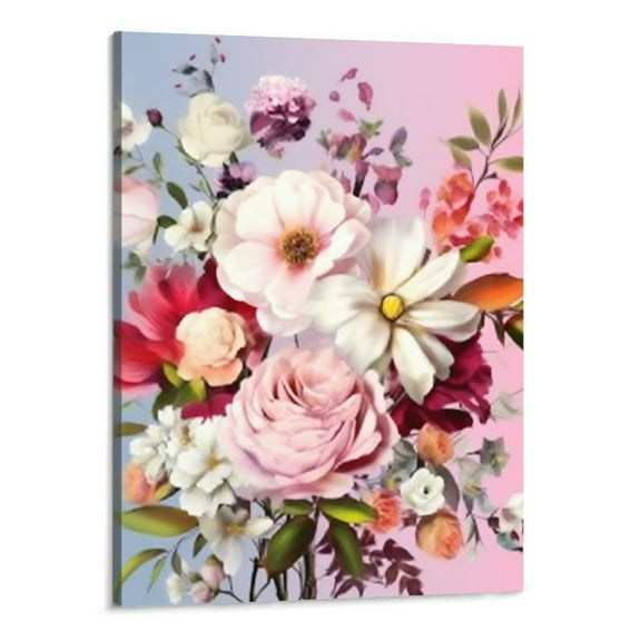 Creowell Flower Canvas Wall Art for Bedroom Woman Wall Decor Pink White Flowers Picture Framed Artwork Modern Plant Floral Canvas Prints for Kitchen Home Bathroom Girls Room Wall Decoration 16X20 Inch