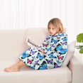 thumbnail image 4 of Lightblue Butterfly Pattern Blanket Hoodies for Kids 6-13YR Oversize Wearable Blanket Hoodies for Boys Girls Teens, 4 of 7