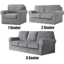Luxury Velvet Couch Cover 5 Piece Stretch Sofa Covers for 2 Cushion Couch Thick Soft Spandex Sofa Slipcover Living Room Anti Slip Dogs Pet Furnitre Protector, Light Gray, Loveseat Cover