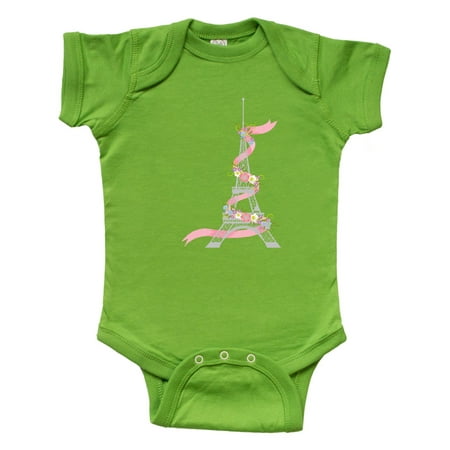 

Inktastic Cute Eiffel Tower with Pink Ribbon and Flowers Gift Baby Boy or Baby Girl Bodysuit