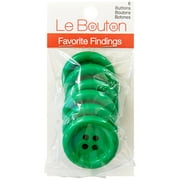 Favorite Findings Green 1 3/8" 4-Hole Big Buttons, 6 Pieces