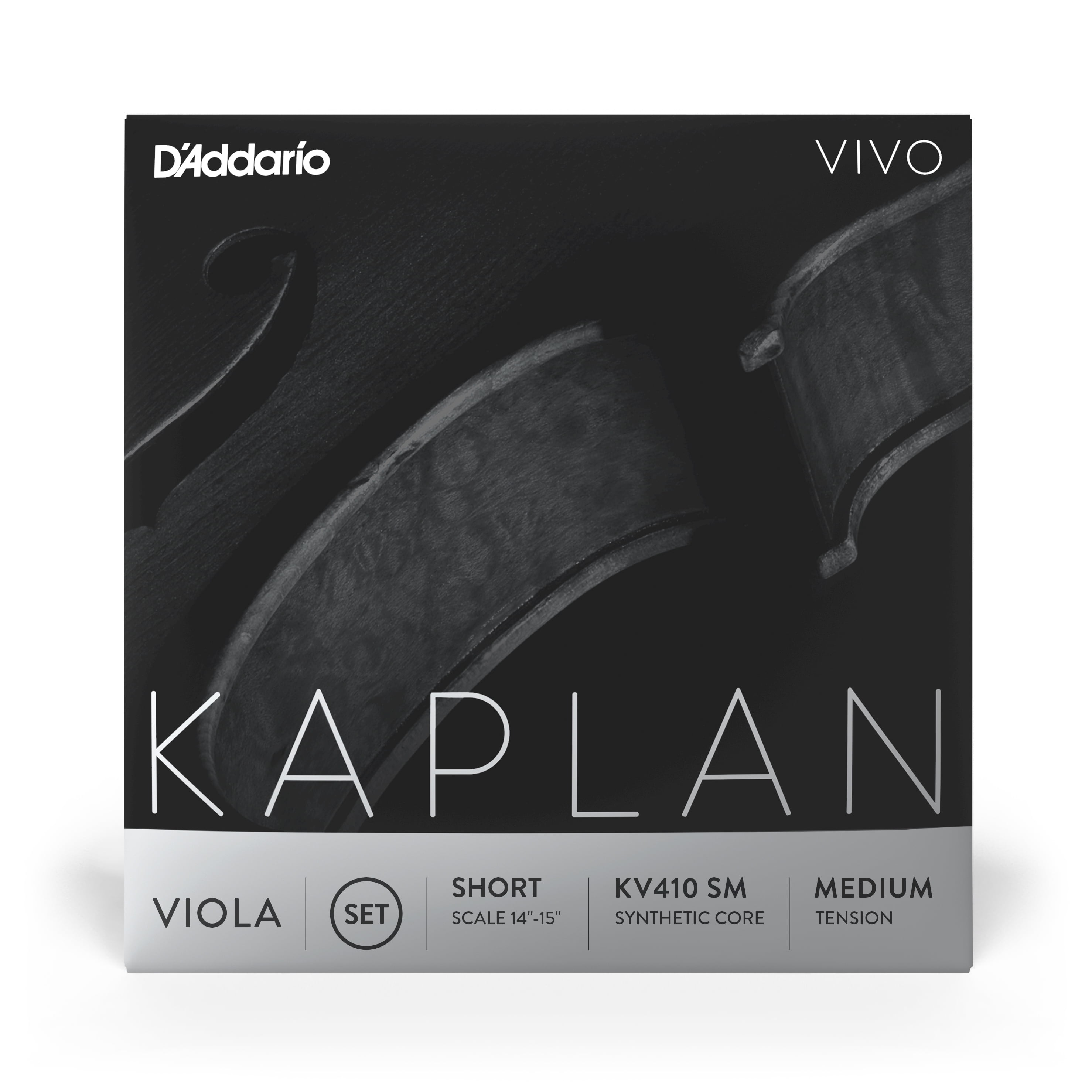 D'Addario Kaplan Vivo Viola String Set, Short Scale, Medium Tension