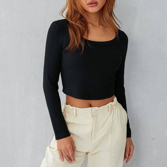 Women Long Sleeve Ribbed Top,Women Long Sleeves Top Ribbed Slim Fitted Blouse Ribbed Long Sleeves Slim Top Future-Proof Design