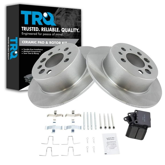 TRQ Brake Rotor & Ceramic Brake Pad Rear LH Left RH Right Kit Set Fits Select Volvo