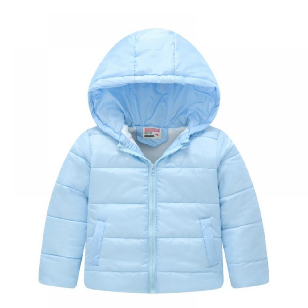 Kids Boys Girls Thick Coat Padded Winter Jacket Fur Collar Parka Outwear 3-7T