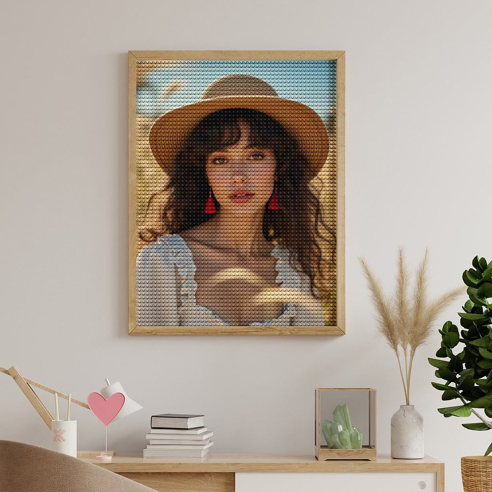 Diamond Art Kits for Adults, Wide Brim Hat Summer Portrait Fields 5D Diamond Painting Kits for Adults Beginners, DIY Full Drill Diamond Painting, Gem Art and Crafts 12x16